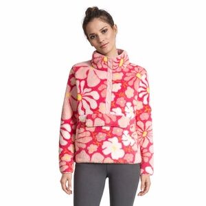 Ripzone Sherpa Floral Pullover sweater coat jacket w/ pocket small - NWOT groovy